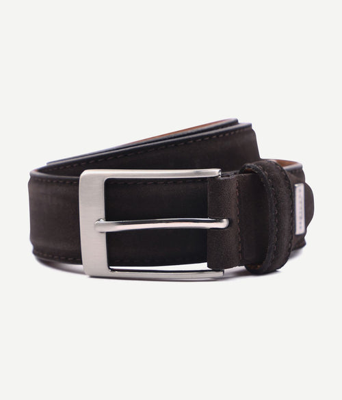 Profuomo riem suede donkerbruin