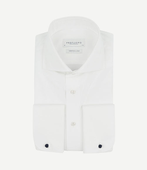 Shirt cutaway dubbel manchet off white
