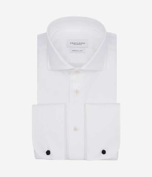 Shirt cutaway dubbel manchet off white