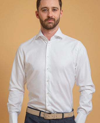 Profuomo shirt cutaway dubbel manchet wit | Slim-fit