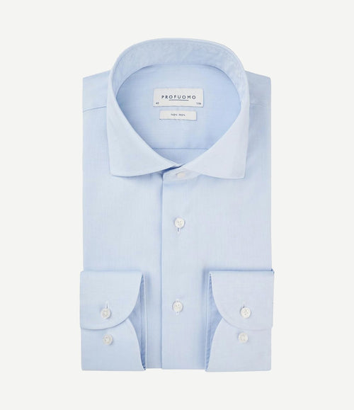 Shirt extra lange mouwen cutaway lichtblauw