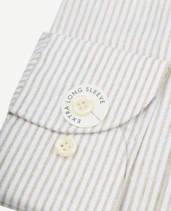 Profuomo shirt extra lange mouwen travel streep beige | Slim-fit