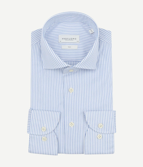 Profuomo shirt extra lange mouwen travel streep lichtblauw | Slim-fit