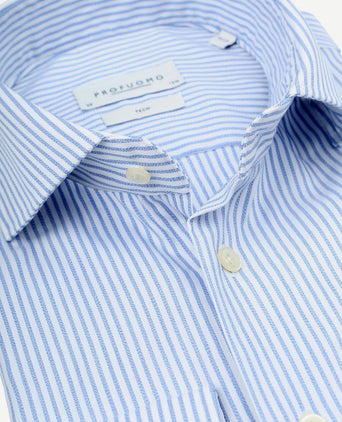 Profuomo shirt extra lange mouwen travel streep lichtblauw | Slim-fit