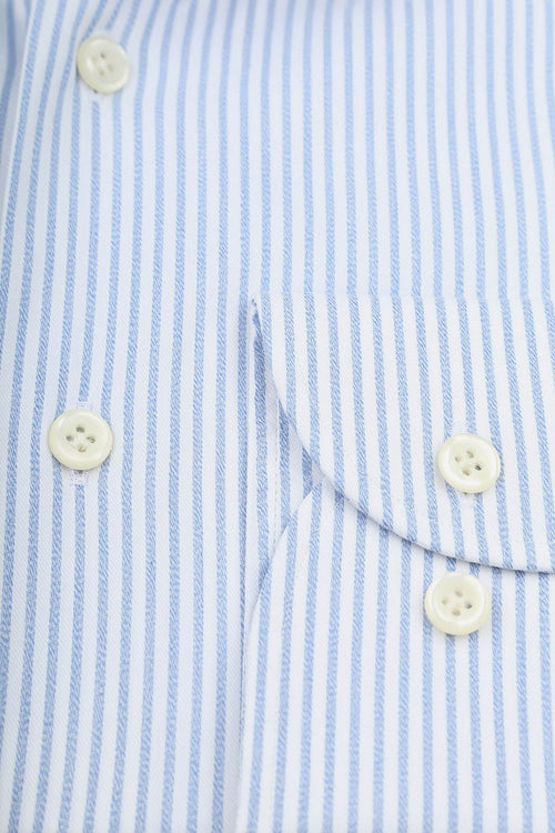 Profuomo shirt extra lange mouwen travel streep lichtblauw | Slim-fit