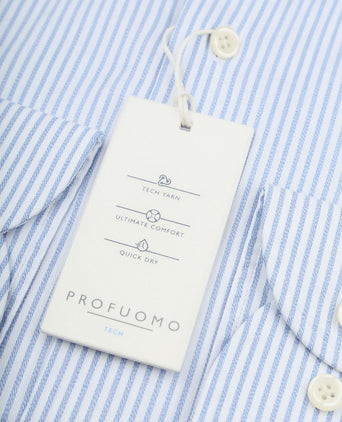 Profuomo shirt extra lange mouwen travel streep lichtblauw | Slim-fit