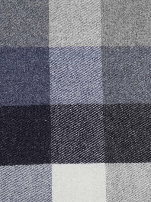 Sjaal wol ruiten blauw grijs beige