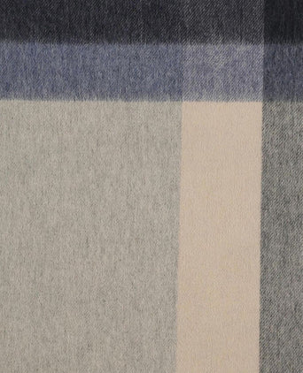 Sjaal wol colourblock blauw grijs beige