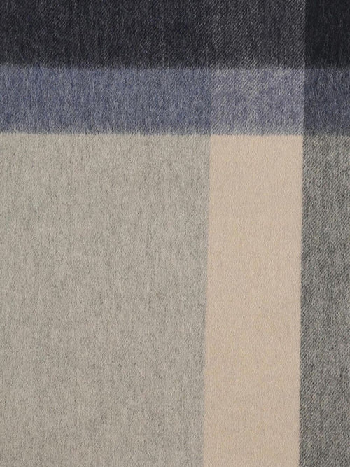 Sjaal wol colourblock blauw grijs beige