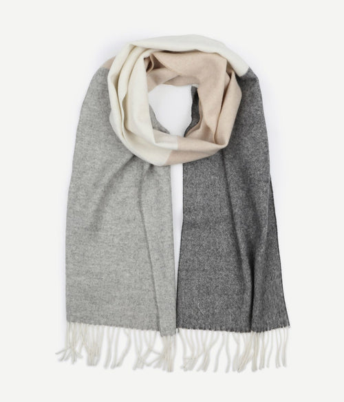 Sjaal lamswol grijs beige