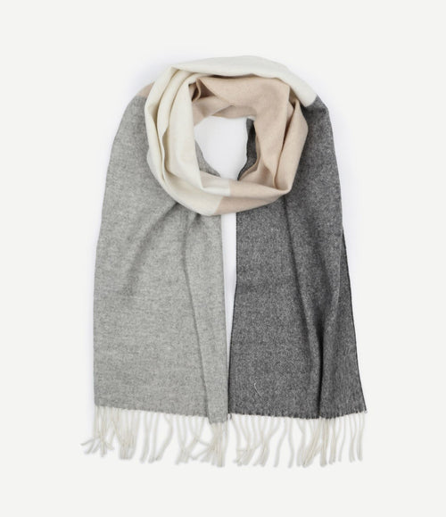 Sjaal lamswol grijs beige