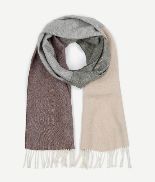 Sjaal lamswol grijs beige bruin