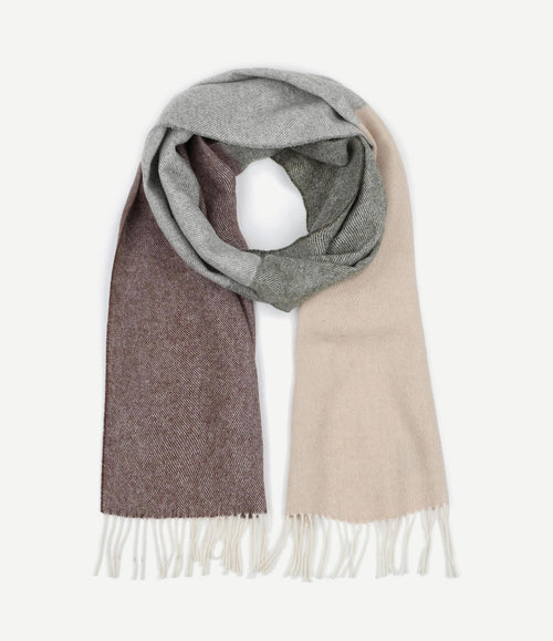 Sjaal lamswol grijs beige bruin
