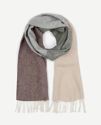 Sjaal lamswol grijs beige bruin