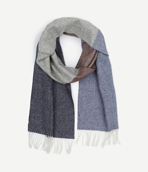Sjaal lamswol grijs blauw bruin