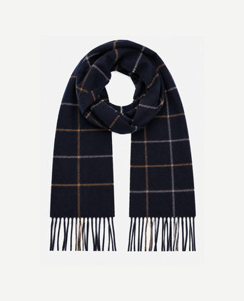 Sjaal lamswol ruiten donkerblauw