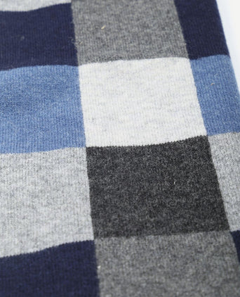 Sjaal wol ruiten blauw grijs