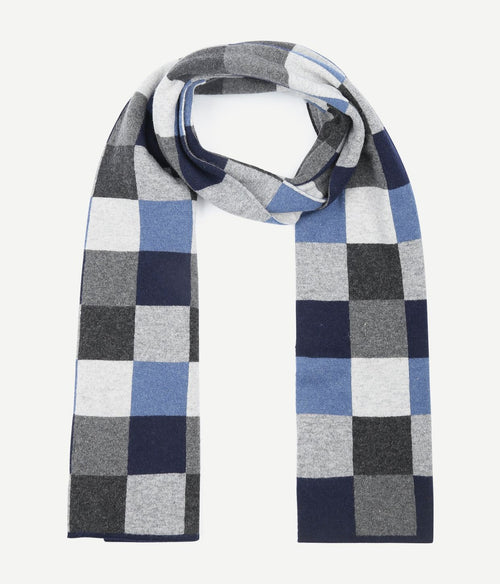 Profuomo sjaal wol ruiten blauw grijs