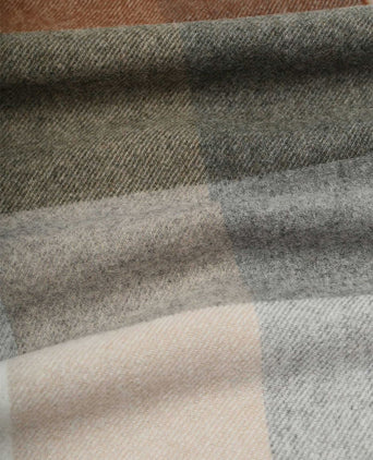 Profuomo sjaal wol ruiten bruin grijs beige