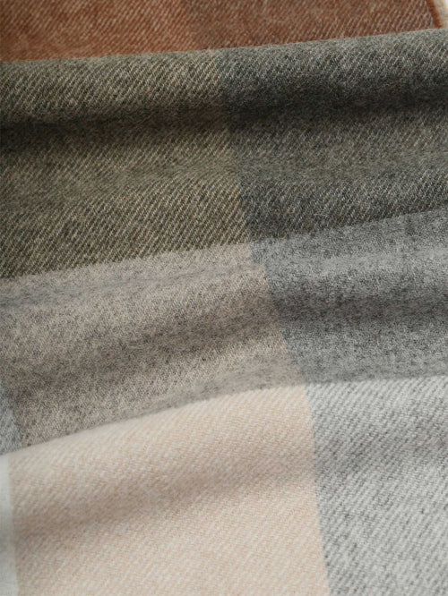 Sjaal wol ruiten bruin grijs beige