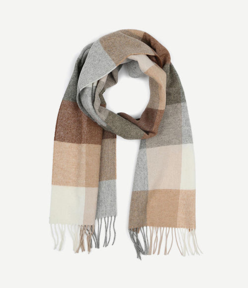 Sjaal wol ruiten bruin grijs beige
