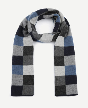 Profuomo sjaal wol ruiten donkerblauw