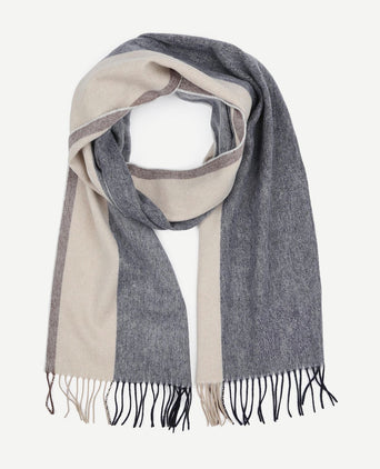 Profuomo sjaal wol stripes blauw bruin beige