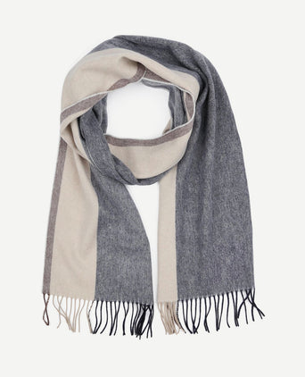 Sjaal wol stripes blauw bruin beige