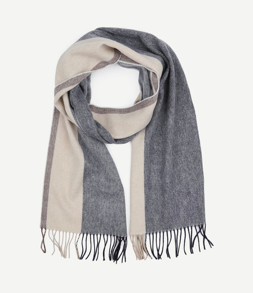 Sjaal wol stripes blauw bruin beige