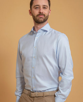 Profuomo sky blue travel shirt blauw