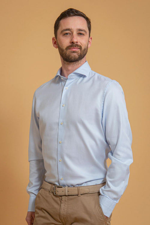 Profuomo sky blue travel shirt blauw