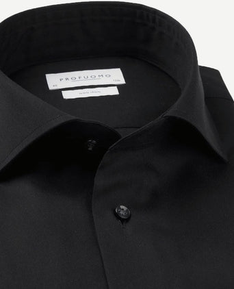 Profuomo strijkvrij overhemd zwart | Slim-fit