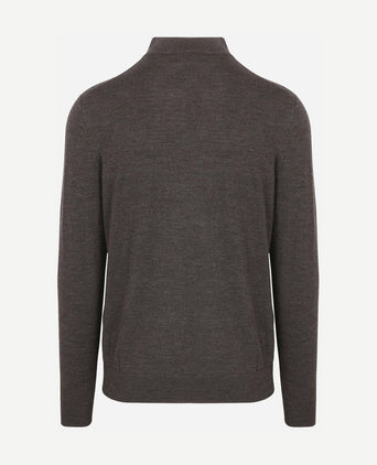Profuomo halve rits pullover merinowol donkerbruin