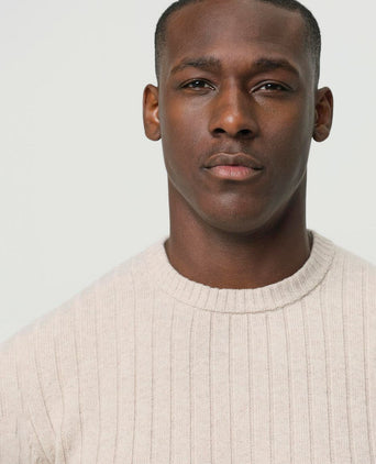 Profuomo pullover rib wol blend sand