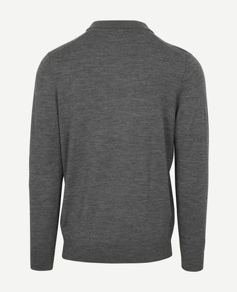 Profuomo longsleeve poloshirt merinowol grijs
