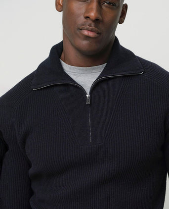 Profuomo halve rits pullover wol donkerblauw