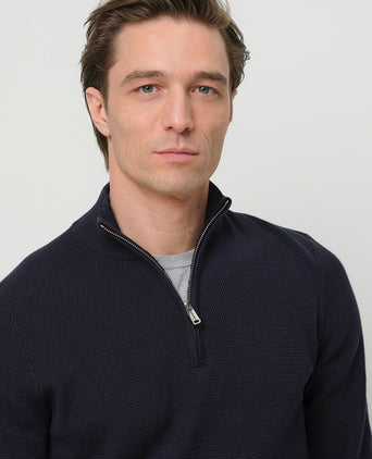 Profuomo halve rits pullover structure donkerblauw