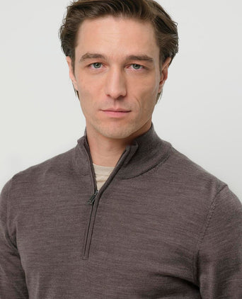 Profuomo halve rits pullover merinowol taupe