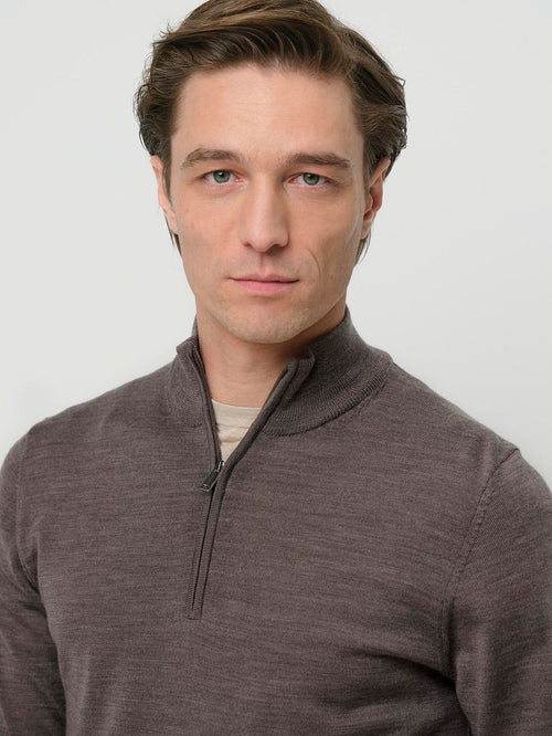 Profuomo halve rits pullover merinowol taupe