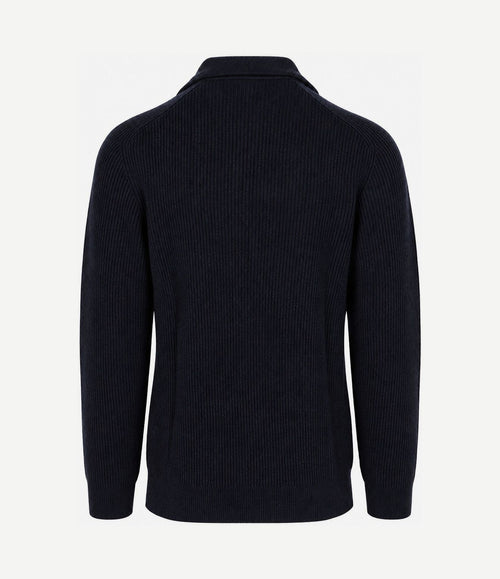 halve rits pullover wool donkerblauw