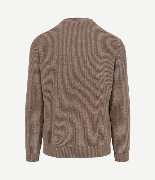 Pullover chenille rib wool blend brown