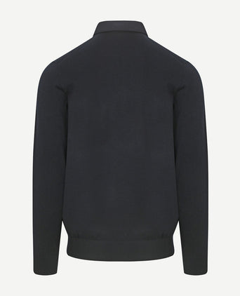 Longsleeve poloshirt luxury basic donkerblauw
