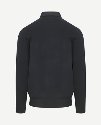 Longsleeve poloshirt luxury basic donkerblauw