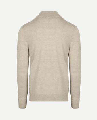 halve rits pullover merinowol beige