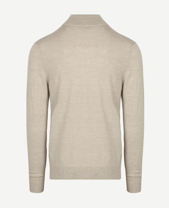 halve rits pullover merinowol beige