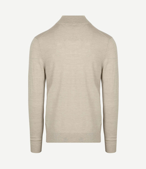 halve rits pullover merinowol beige