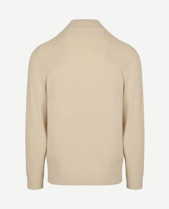 halve rits pullover structure beige