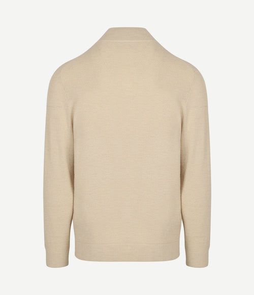 halve rits pullover structure beige