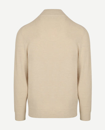 halve rits pullover structure beige