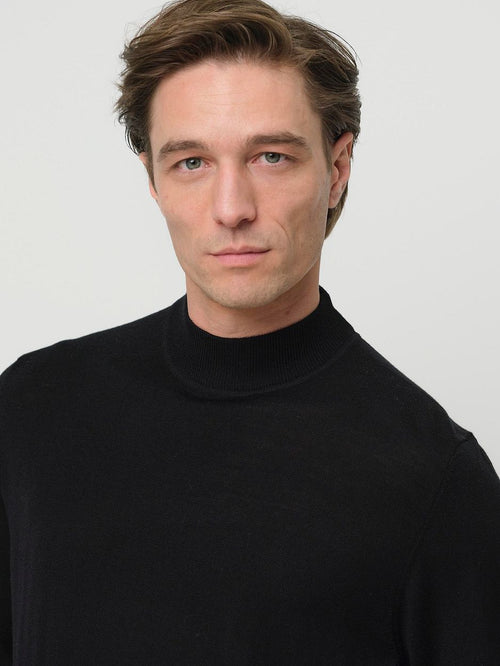 Profuomo turtleneck trui merino zwart